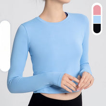 Load image into Gallery viewer, Sports Yoga Wear Women's Loose Slimming Blouse and Quick-drying Sportswear Solid Color Long-sleeved Yoga Wear with Hollow Back