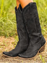 Load image into Gallery viewer, Plain Round Toe Casual Outdoor Knee hightHigh Heels Boots