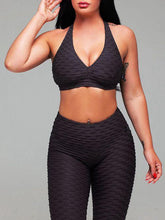 Load image into Gallery viewer, Jacquard Yoga Fitness Pants Suit Yoga Suit Sports Running Suit Women