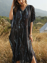 Load image into Gallery viewer, Summer Women's Beach Sun Protection Bikini Blouse Printed V-neck Bat Sleeve Dress