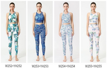 Load image into Gallery viewer, 2 Pcs Suit Yoga Suit Women's Print Yoga Tights Back Sports Bra Fitness Suit