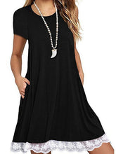 Load image into Gallery viewer, Explosions Lace Stitching Crew Neck Short Sleeve Large Size Dress