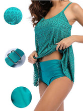 Load image into Gallery viewer, Plus Size Lace Breathable Solid Color Cover Belly Soft Tankini Swimsuits For Women