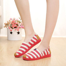 Load image into Gallery viewer, Stripe Canvas Flat Slip On Loafers