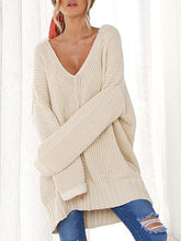 Load image into Gallery viewer, Solid Color V-neck Loose Sweater Tops