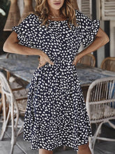 Load image into Gallery viewer, Women Loose O-neck Short Sleeve Dots Print Mini Dresses