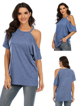 Load image into Gallery viewer, Hot Selling Solid Color Short Sleeve Spring and Summer New T-shirt Off Shoulder Top Women's 6 Colors Choice