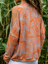 Load image into Gallery viewer, High Neck Long Sleeve Orange Floral Print Knitted Sweater