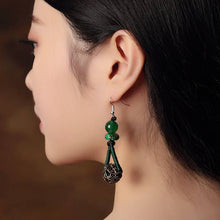 Load image into Gallery viewer, Ethnic style earrings green earrings women's vintage style sterling silver premium sense earrings
