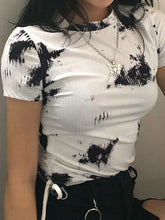 Load image into Gallery viewer, Women Tshirts Pleated Drawstring Streetwear Short Sleeve Crop Tops Casual Basic Shirts Summer T-Shirt