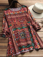 Load image into Gallery viewer, Cotton and Hemp Printing Loose Size Long-sleeved Shirt
