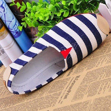 Load image into Gallery viewer, Stripe Canvas Flat Slip On Loafers