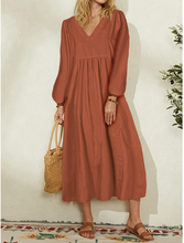 Load image into Gallery viewer, Fashion women's cotton loose Lantern Sleeve Dress