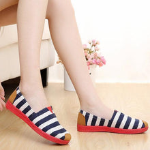 Load image into Gallery viewer, Stripe Canvas Flat Slip On Loafers