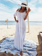 Load image into Gallery viewer, Spaghetti-strap Lace Hollow Solid Beach Swimwear Maxi Dresses
