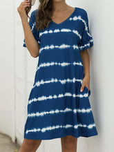 Load image into Gallery viewer, Summer Women Short Sleeve Loose Wavy Stripes Mini Dress