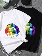 Load image into Gallery viewer, Summer Casual Sexy Color Lip Gloss Short-Sleeved Fashion Round Neck Cotton T-shirt