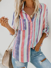 Load image into Gallery viewer, Fashion Colorful Striped Plus Size Long Sleeve Shirt