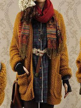 Load image into Gallery viewer, Casual Solid Color Knitted Long Cardigan