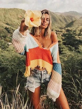 Load image into Gallery viewer, Colorful Knit Loose Long Sleeve Sweater