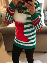 Load image into Gallery viewer, Fashion Christmas Sock Round Neck Sweater