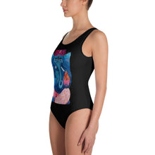 Load image into Gallery viewer, Black Print Thai Elephant One-Piece Swimsuit