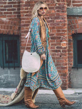 Load image into Gallery viewer, Romantic Blue Floral 3/4 Sleeve Bohemia Dress Maxi Dress