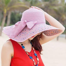 Load image into Gallery viewer, Large Brim Dots Floppy Hat Sun Hat Beach Women Hat Foldable Summer UV Protect Travel Casual Hat Female