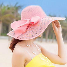 Load image into Gallery viewer, Large Brim Dots Floppy Hat Sun Hat Beach Women Hat Foldable Summer UV Protect Travel Casual Hat Female