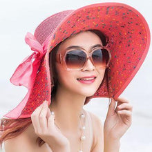 Load image into Gallery viewer, Large Brim Dots Floppy Hat Sun Hat Beach Women Hat Foldable Summer UV Protect Travel Casual Hat Female