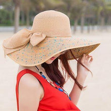 Load image into Gallery viewer, Large Brim Dots Floppy Hat Sun Hat Beach Women Hat Foldable Summer UV Protect Travel Casual Hat Female