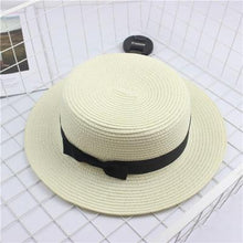Load image into Gallery viewer, Fashion Sun hat Cute Bow sun hats  hand made women straw cap beach big brim hat casual summer cap