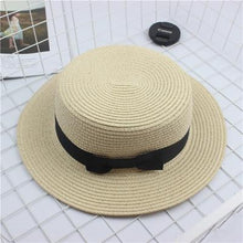 Load image into Gallery viewer, Fashion Sun hat Cute Bow sun hats  hand made women straw cap beach big brim hat casual summer cap
