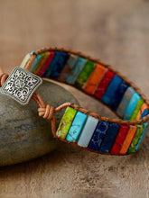 Load image into Gallery viewer, Handmade Multi Color Natural Stone Tube Beads Leather Wrap Bracelet Couples Bracelets