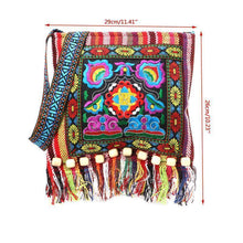 Load image into Gallery viewer, Linen Thai Embroidery Totes Shoulder Tassels National Tibet Floral Soft Bags