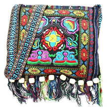 Load image into Gallery viewer, Linen Thai Embroidery Totes Shoulder Tassels National Tibet Floral Soft Bags