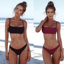 Load image into Gallery viewer, Summer Women Solid Bikini Set Push-up UnPadded Bra Swimsuit Swimwear Triangle Bather Suit Swimming Suit