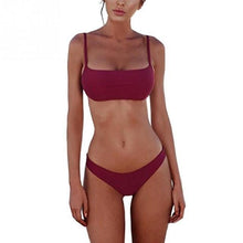 Load image into Gallery viewer, Summer Women Solid Bikini Set Push-up UnPadded Bra Swimsuit Swimwear Triangle Bather Suit Swimming Suit
