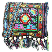 Load image into Gallery viewer, Linen Thai Embroidery Totes Shoulder Tassels National Tibet Floral Soft Bags