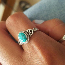 Load image into Gallery viewer, Vintage Antique Silver Turquoises Ring Tibet Women Finger Ring