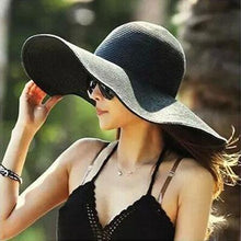 Load image into Gallery viewer, Solid Color Fashion Seaside Sun Visor Hat Large Brimmed Straw Sun Hat Folding Beach Hat