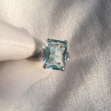 Load image into Gallery viewer, Chic Big Ocean Blue Crystal Engagement Rectangle Transparent Ring Jewelry
