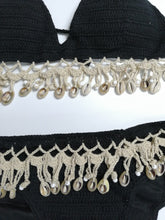 Load image into Gallery viewer, Solid crochet bikini set Shell tassels bikini Brazilian crochet swimsuit women halter swimwear strappy bikinis