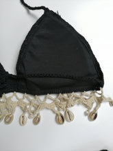 Load image into Gallery viewer, Solid crochet bikini set Shell tassels bikini Brazilian crochet swimsuit women halter swimwear strappy bikinis