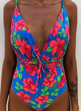 Load image into Gallery viewer, Solid Color Sexy Deep V One Piece Swimsuit  Backless Bodysuit Monokini Swimwear