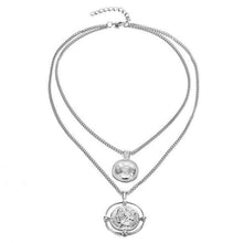 Load image into Gallery viewer, Ailend pendant necklace bohemian female double-layer necklace retro gold carved coin necklace jewelry