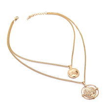 Load image into Gallery viewer, Ailend pendant necklace bohemian female double-layer necklace retro gold carved coin necklace jewelry
