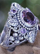 Load image into Gallery viewer, Vintage Boho Flower Purple Crystal Finger Ring Bohemian Jewelry