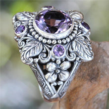 Load image into Gallery viewer, Vintage Boho Flower Purple Crystal Finger Ring Bohemian Jewelry
