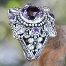 Load image into Gallery viewer, Vintage Boho Flower Purple Crystal Finger Ring Bohemian Jewelry